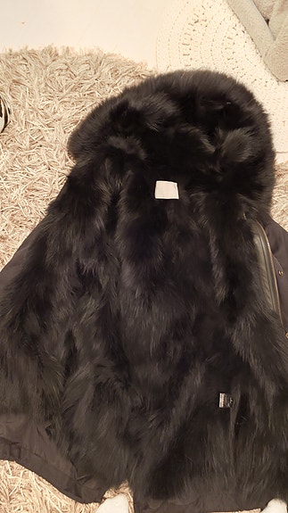 Parka takki musta sisällä turkis liivi 2 in 1