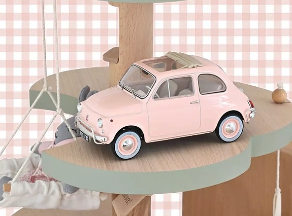 Pienoismalli Fiat 500L 1968, "Birthday gift" pinkki NOREV, 1:18