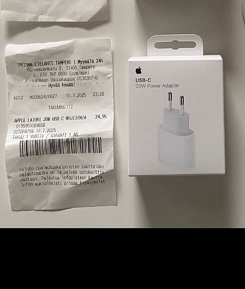 Apple USB-C Laturi 20W Valkoinen