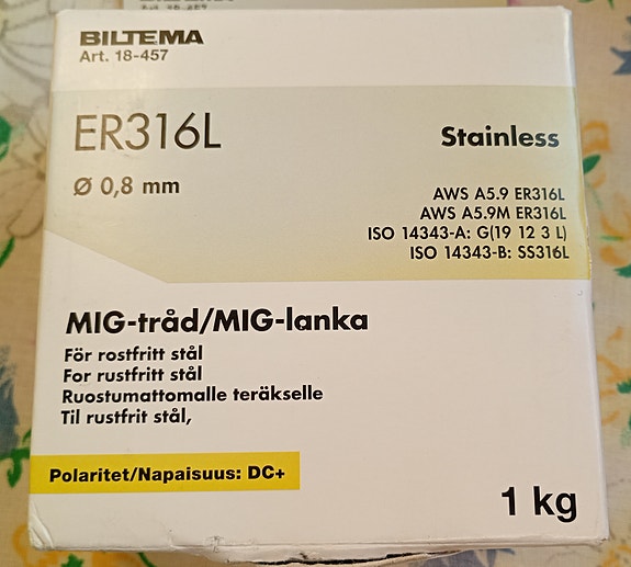 MIG-lanka ruostumattomalle teräkselle, ER316L