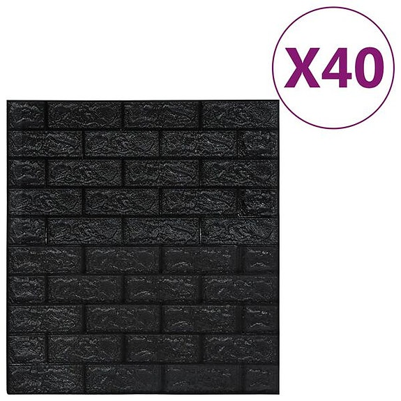 vidaXL 3D Tapetti tiilet itsekiinnittyvä 40 kpl musta(sku150726