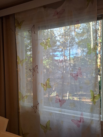 Verhot Perhonen Kuvio Kevyt Kangas Väri Vaaleanpunainen ja Vihreä
