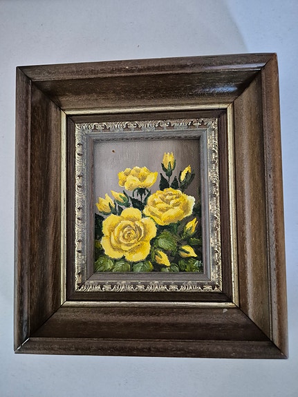 Maalaus Kehyksissä Keltaiset Ruusut 17cm x 19cm
