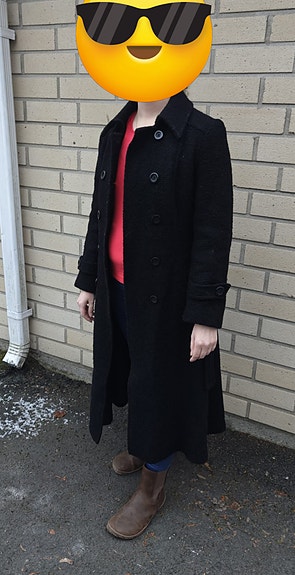 Vintage Dixi-Coat naisten pitkä villakangastakki M