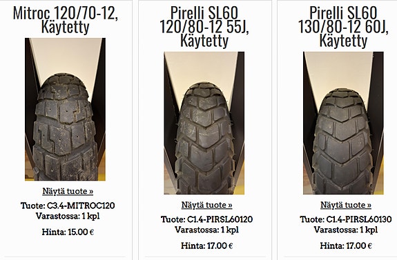 Käytettyjä skootterin renkaita