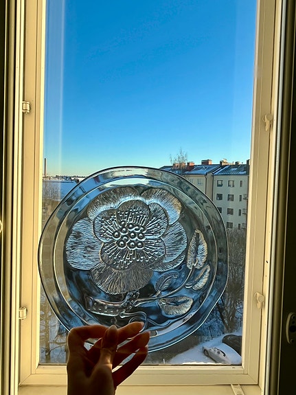 2 kpl Oiva Toikka Nuutajärvi Pioni lautasia 25 cm ja 21cm