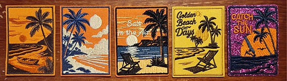 5 kpl "retro old style" Beach kangasmerkkejä