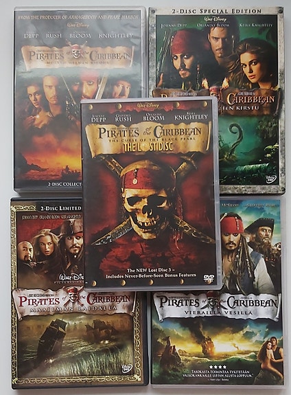 Pirates of the Caribbean DVD elokuvat + Lost disc