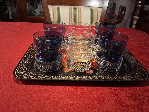 Iittala Tsaikka lasikupit 6 kpl kirkas ja sininen väri