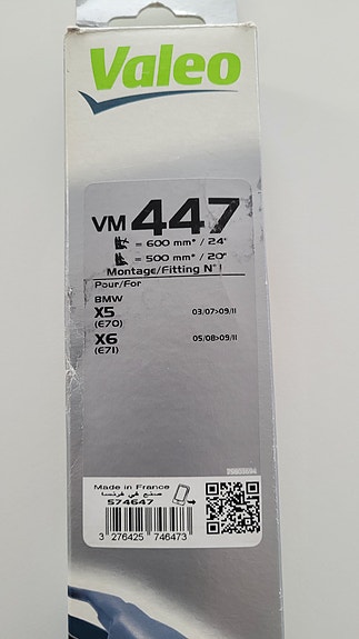 Uudet BMW X5 pyyhkijät sulat, Valeo X-trm/AeroTwin VM447 sulkapari 60 + 50 cm