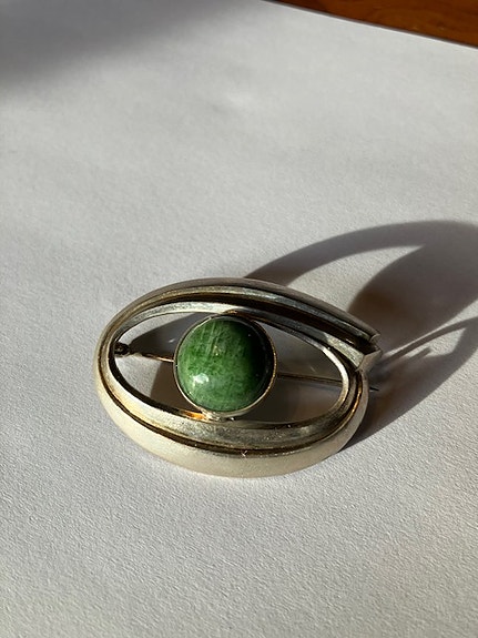 Vintage hopeinen rintaneula Eino Westerback