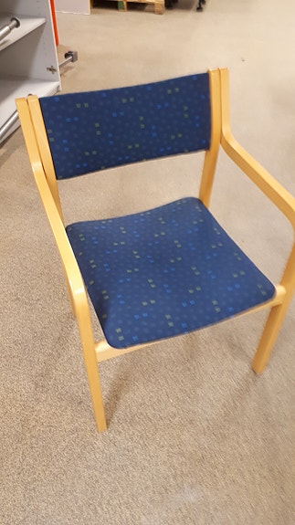 Tuoli Sininen Kangas. Koivu, 8kpl. Korhonen P.O. Korhonen & Kumpp