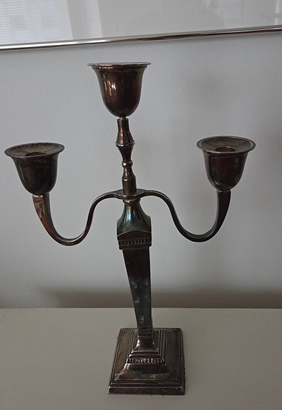 Kynttilänjalka 3-haarainen,silver plated, noin 44 cm