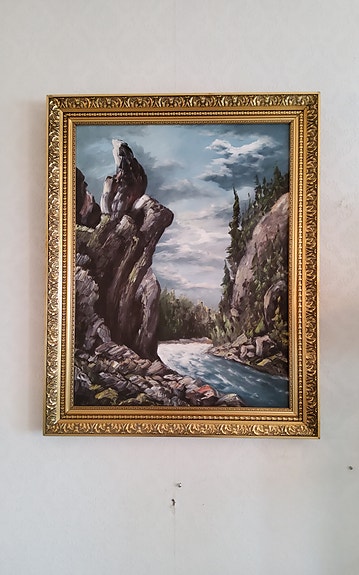 Taulu Kiutaköngäs 1967 öljyväri kangas, kehys 65x80cm