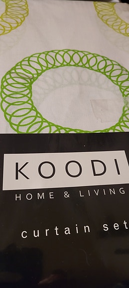 KOODI Home & Living Verhot 100% puuvillaa, valkoinen ja vihreä, 2 kpl