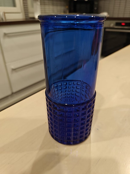 Kumela ruutu maljakko sininen k. 18 cm