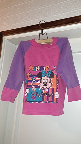Retro pinkki-lila Minni Hiiri paita (128 ?)