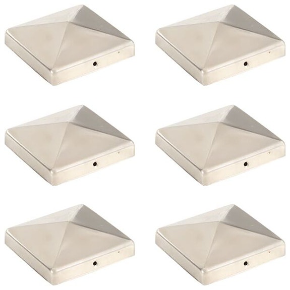 vidaXL Pyramidin muotoinen aitatolpan kärki 6 kpl teräs 101x101 mm(sku145488