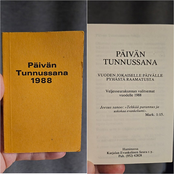 1988 Päivän tunnussana uskonto hartaus