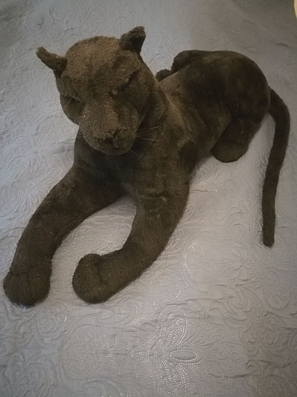 Vintage iso musta pantteri pehmolelu / large black panther plush toy