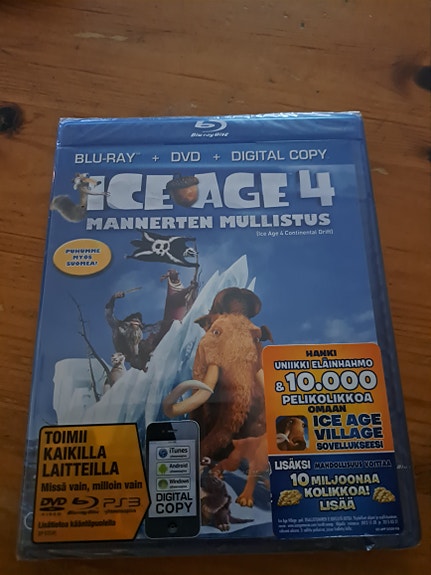 Ice Age 4 Mannerten Mullistus Blu-ray+dvd+digital copy uusi(muoveissa)