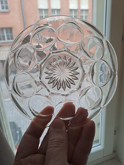 Iittala / Riihimäki kirkas lasi lautanen h. noin 15 cm