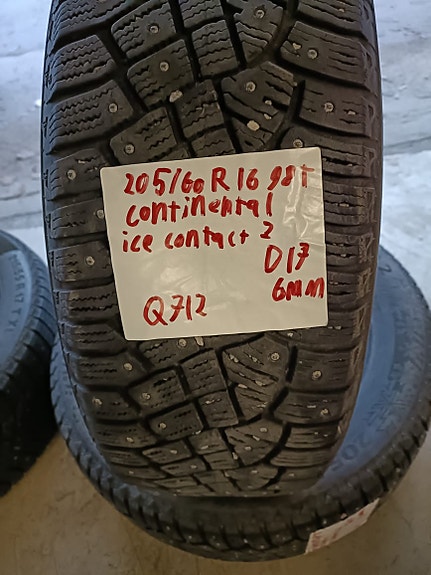 nastarenkaat    205/60R16 98T  CONTINENTAL ICE CONTACT  2    6MM  DOT19  Q712