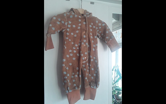 Blaa froteinen jumpsuit bambikuviolla 50/56