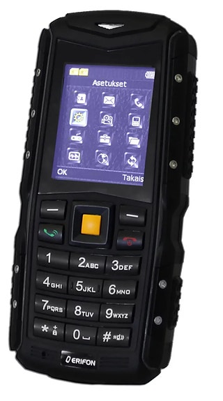 Erifon Rock V4 iskunkestävä Dual-SIM matkapuhelin, Uusi Akku, Käytetty (ReUsed)