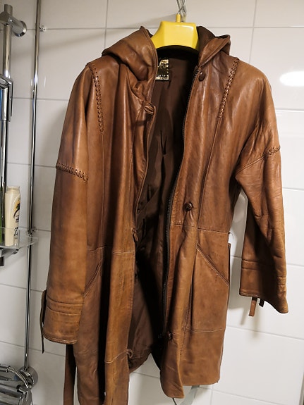 Friitala Ruskea nahkatakki naisten koko 38 Vintage