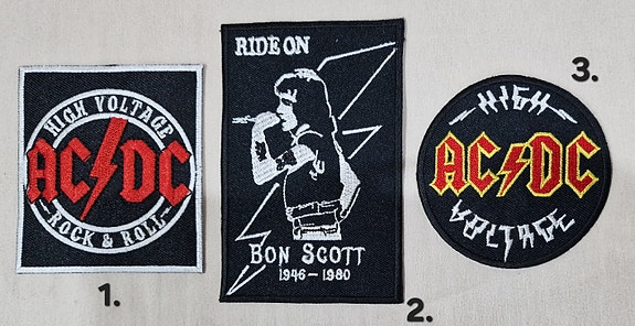 AC/DC & Bon Scott kangasmerkkejä