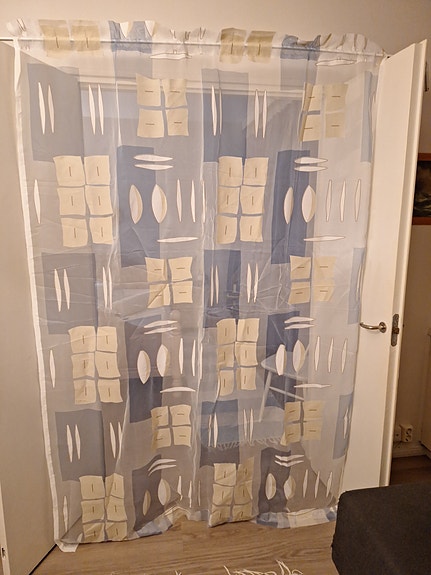 Verho Sininen Valkoinen Kuvioitu
