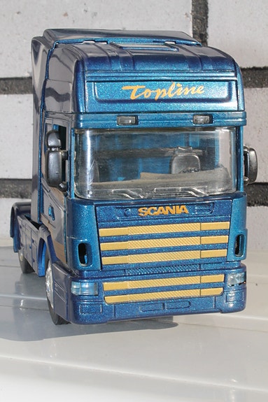 1998 Scania TopLine R124 400 Rahtarit nuppi auto rekka veturi pienoismalli 20cm