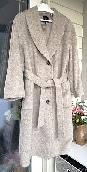Dixi Coat Virgin woll / Alpaka pitkä takki valean Beige valeabeige koko 42