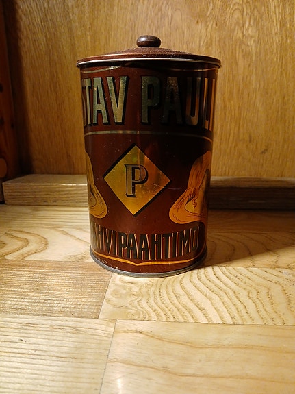 Gustav Paulig 100-vuotta kahvipurkki.