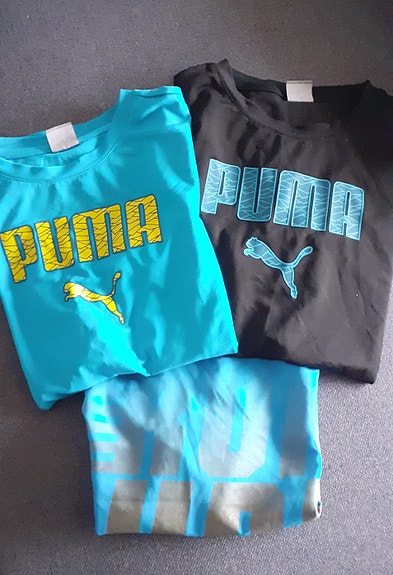 Puma Lasten T-paidat 3kpl 152 cm sininen ja musta