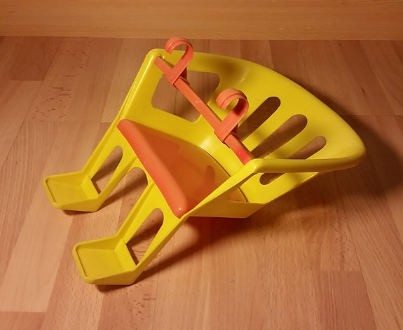 Vintage nuken turvaistuin polkupyörään keltainen