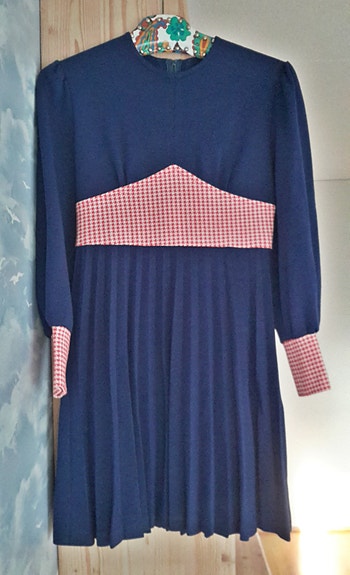 Vintage 60-luvun mod neulottu mini mekko houdstooth 34 XS