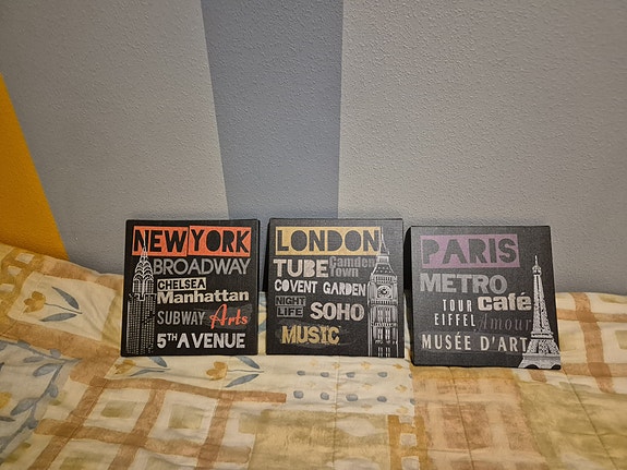 London - Paris - New York canvas taulusetti