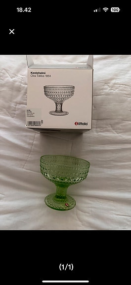 Iittala Kastehelmi Jälkiruokamalja Vihreä