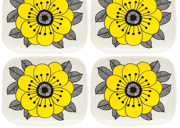 UUSI 4 kpl. Marimekko Oiva Kestit lautanen keltainen STOCKMANN 150V