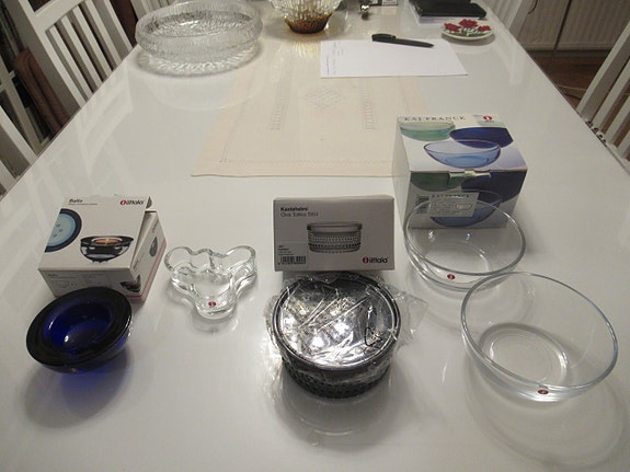 Iittala Ballo, Oiva Toikka Kastehelmi harmaa, Kaj Frank-kulhot