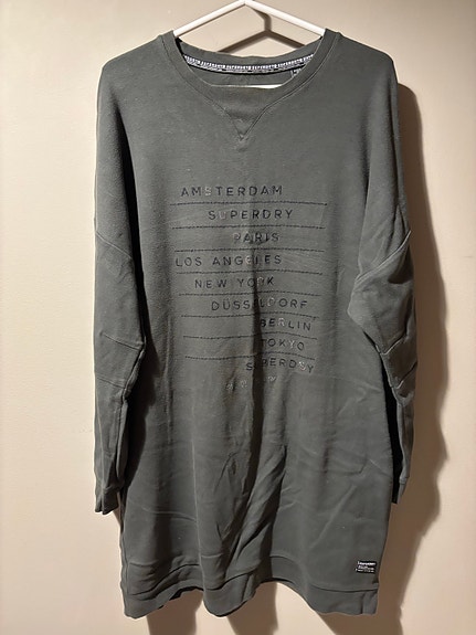 Superdry tummanvihreä pitkä college, naisten 44
