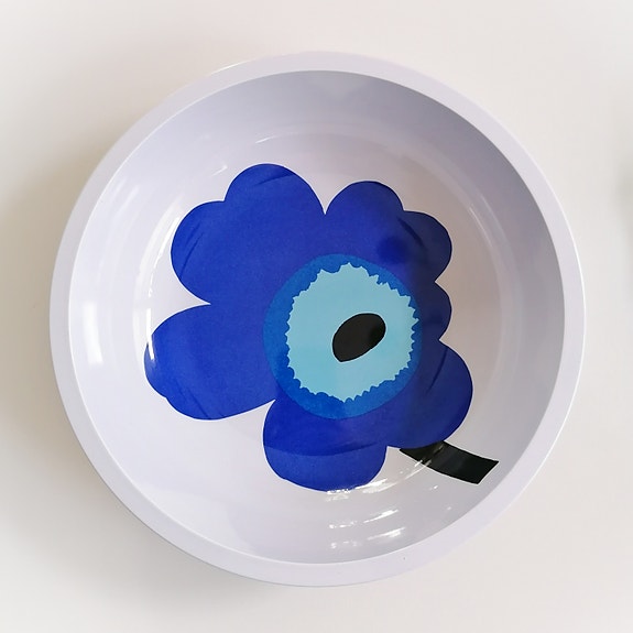 Marimekko suuri Unikko salaattikulho - sininen