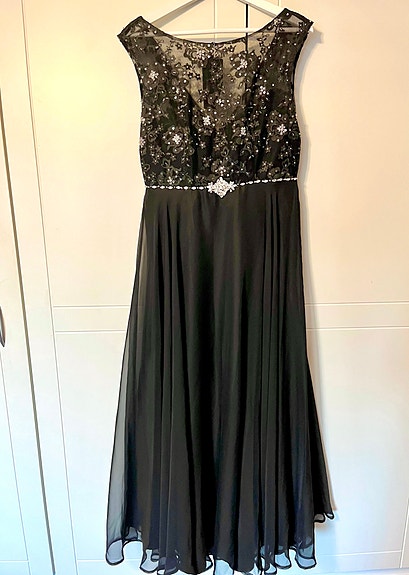 Zazabella Dazzling, musta iltapuku /juhlamekko sifonkia, 40