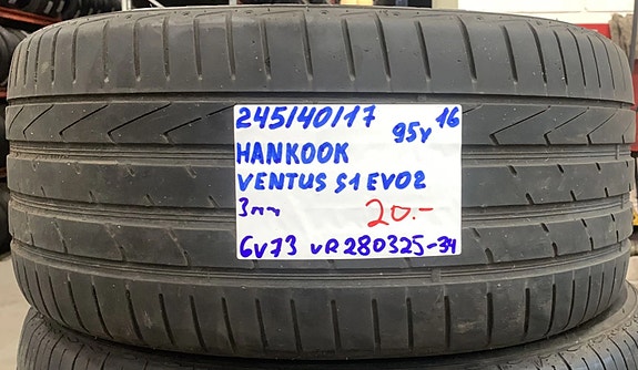 245/40R17 Hankook Ventus S1 Evo 2 95Y kesärengas