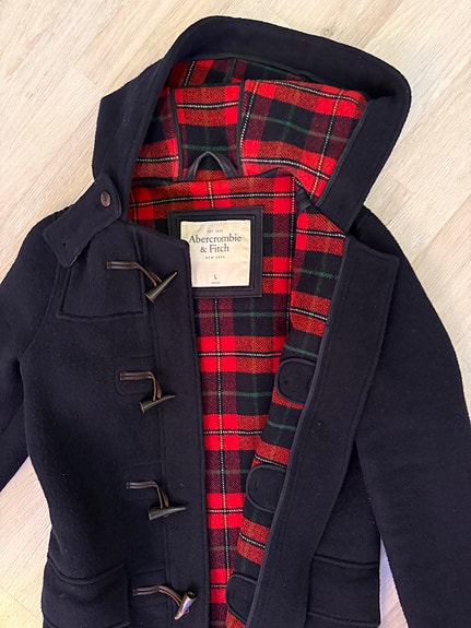 Abercrombie & Fitch Pitkä talven villakangastakki Sininen Miehille Koko L