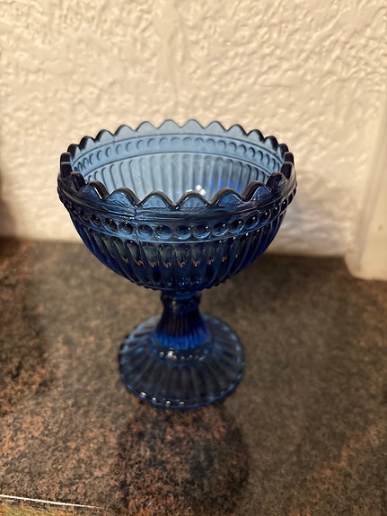 Iittala jälkiruokamalja sininen lasi