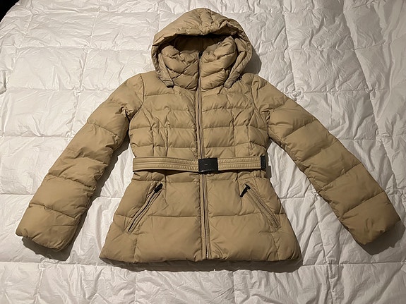 Benetton beige untuva/höyhen talvitakki 36/S