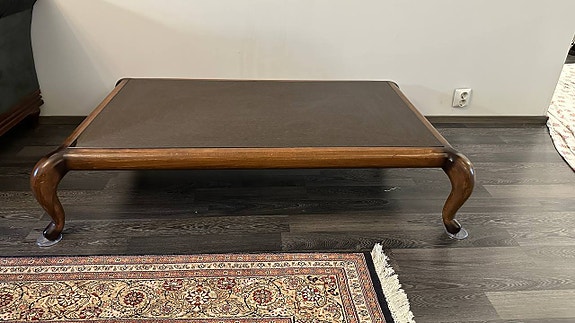 Unique Solid Wood Coffee Table – Glass Top + Woven Wood Detail